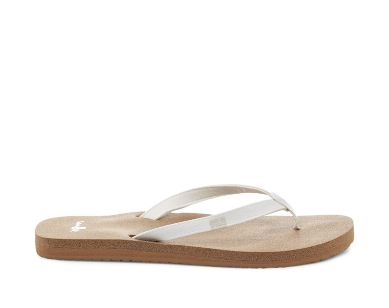 Sanuk Yoga Joy Women\'s Flip Flops White / Brown | Canada 64QMA